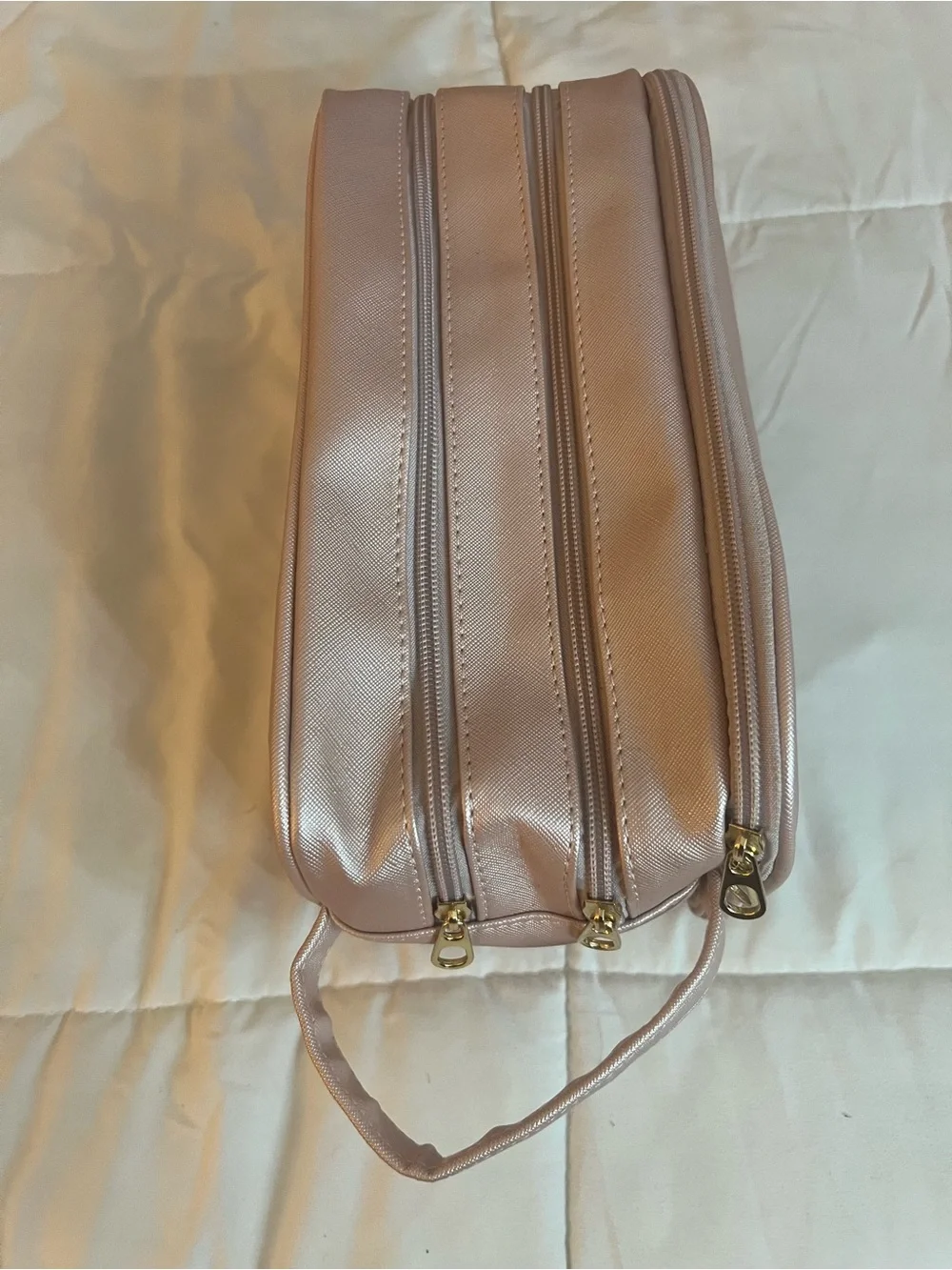 Blush Pink Double-Zip Cosmetic Train Case